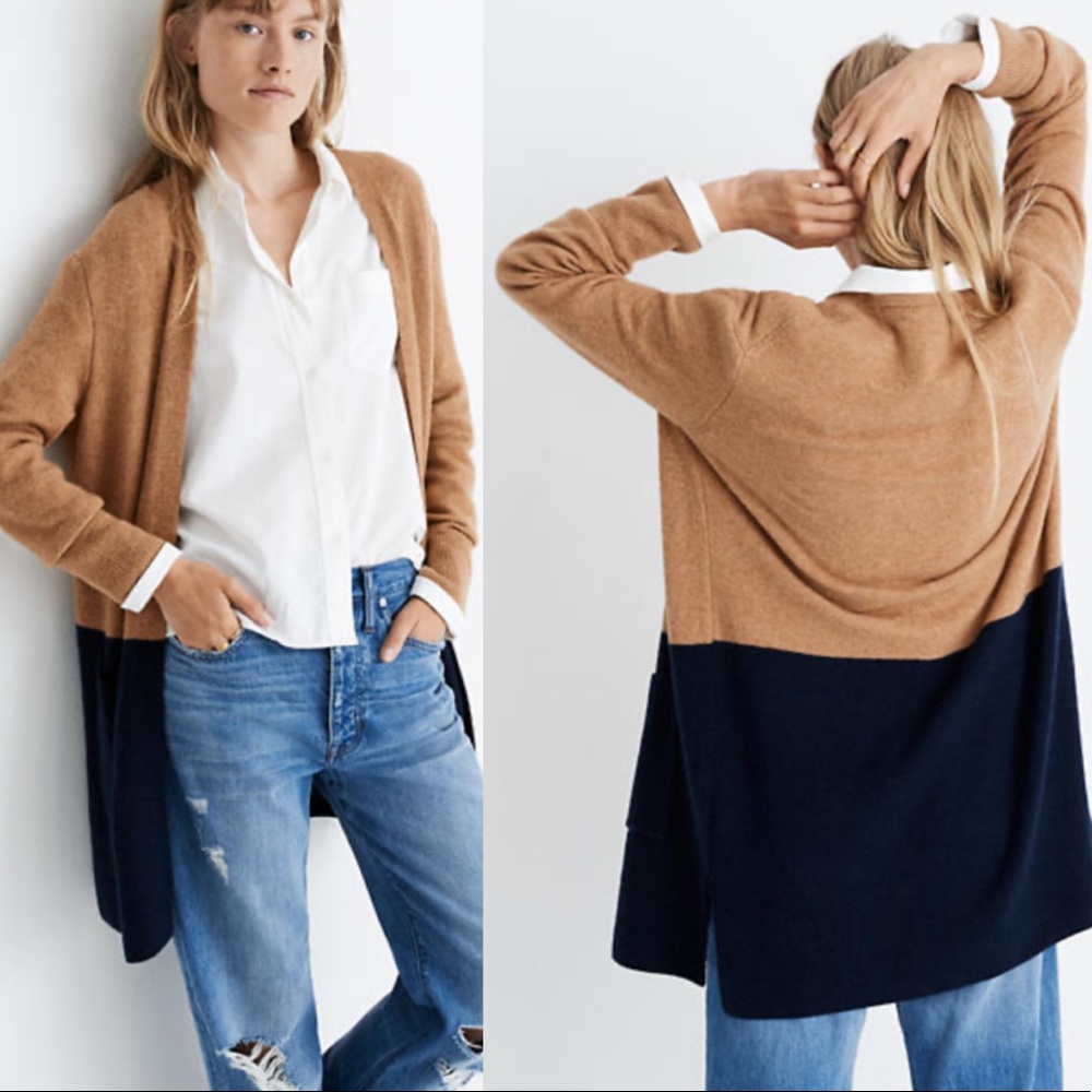 NEW Madewell Kent Colorblock Cardigan Sweater